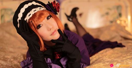 Saku Asian looks just like a doll in her mauve old times dress