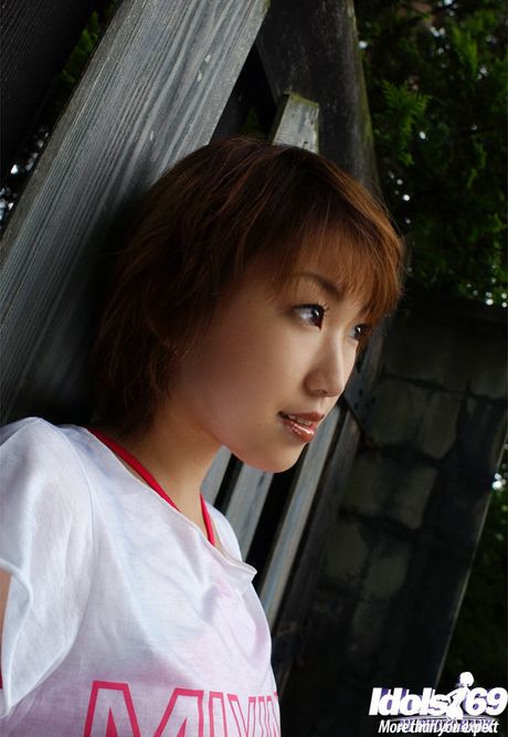 Peachy japanese babe Madoka bares big boobies and masturbates